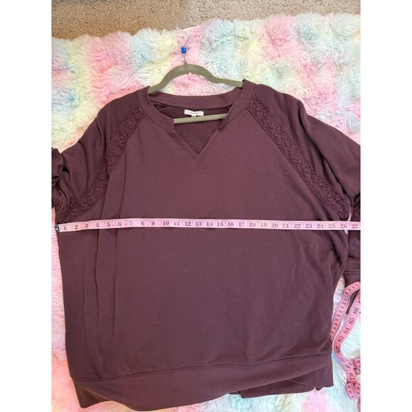 Maurices Lace Panel Pullover Sweatshirt Mauve Purple Size 2X - Picture 7 of 9